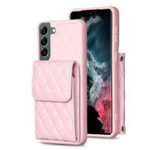 For Samsung Galaxy S22+ 5G Vertical Wallet Rhombic Leather Phone Case(Pink)