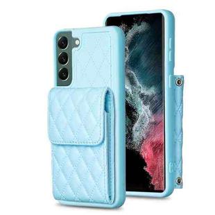 For Samsung Galaxy S22+ 5G Vertical Wallet Rhombic Leather Phone Case(Blue)