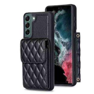 For Samsung Galaxy S22+ 5G Vertical Wallet Rhombic Leather Phone Case(Black)