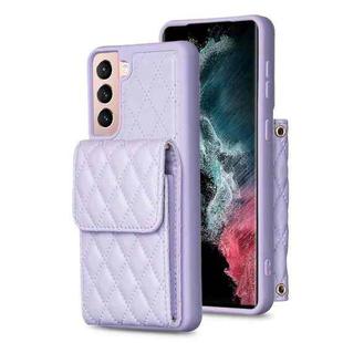 For Samsung Galaxy S21 5G Vertical Wallet Rhombic Leather Phone Case(Purple)