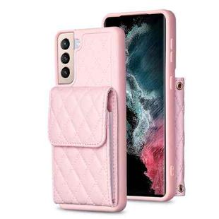 For Samsung Galaxy S21+ 5G Vertical Wallet Rhombic Leather Phone Case(Pink)