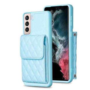 For Samsung Galaxy S21+ 5G Vertical Wallet Rhombic Leather Phone Case(Blue)