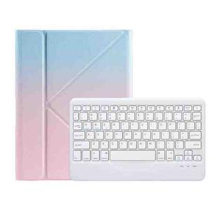 For iPad 10th Gen 10.9 2022 B10 Triangle Holder Tablet Bluetooth Keyboard Leather Case(Blue Pink)
