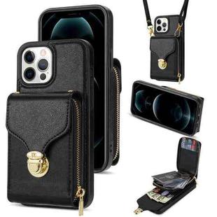 For iPhone 13 Pro Max Zipper Hardware Card Wallet Phone Case(Black)