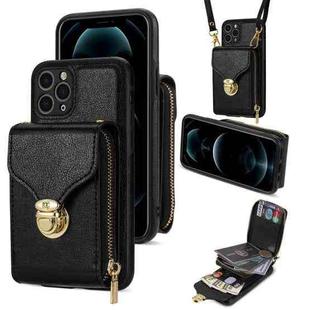 For iPhone 11 Pro Zipper Hardware Card Wallet Phone Case(Black)