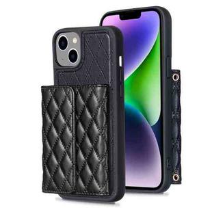 For iPhone 14 Horizontal Wallet Rhombic Leather Phone Case(Black)