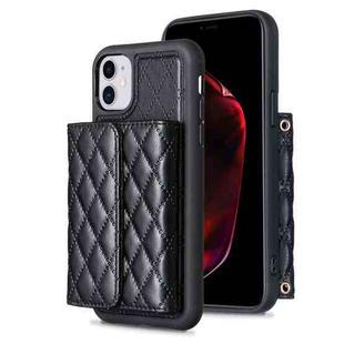 For iPhone 11 Horizontal Wallet Rhombic Leather Phone Case(Black)