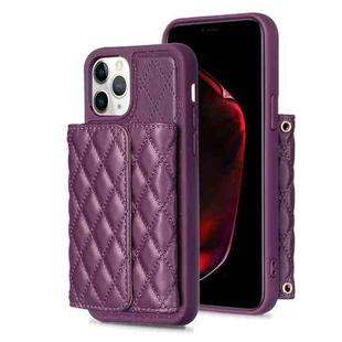 For iPhone 11 Pro Horizontal Wallet Rhombic Leather Phone Case(Dark Purple)
