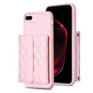 For iPhone 7 Plus / 8 Plus Horizontal Wallet Rhombic Leather Phone Case(Pink)