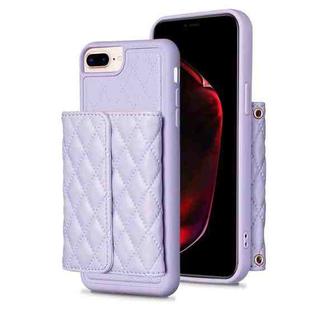 For iPhone 7 Plus / 8 Plus Horizontal Wallet Rhombic Leather Phone Case(Purple)