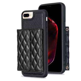 For iPhone 7 Plus / 8 Plus Horizontal Wallet Rhombic Leather Phone Case(Black)