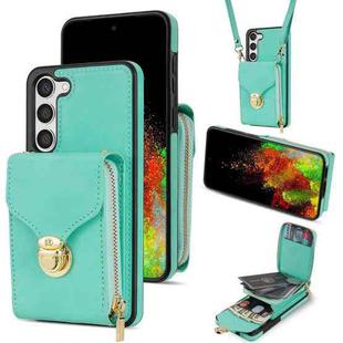 For Samsung Galaxy S23+ 5G Zipper Hardware Card Wallet Phone Case(Mint Green)