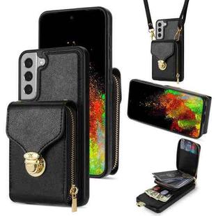 For Samsung Galaxy S22 5G Zipper Hardware Card Wallet Phone Case(Black)