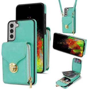 For Samsung Galaxy S21 FE 5G Zipper Hardware Card Wallet Phone Case(Mint Green)