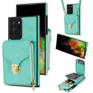 For Samsung Galaxy Note20 Ultra Zipper Hardware Card Wallet Phone Case(Mint Green)