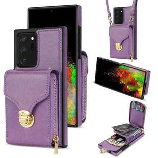 For Samsung Galaxy Note20 Ultra Zipper Hardware Card Wallet Phone Case(Purple)