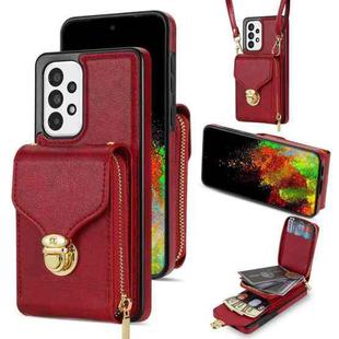 For Samsung Galaxy A53 5G Zipper Hardware Card Wallet Phone Case(Red)