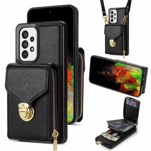 For Samsung Galaxy A53 5G Zipper Hardware Card Wallet Phone Case(Black)