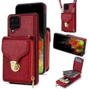 For Samsung Galaxy A12 5G Zipper Hardware Card Wallet Phone Case(Red)