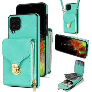 For Samsung Galaxy A12 5G Zipper Hardware Card Wallet Phone Case(Mint Green)