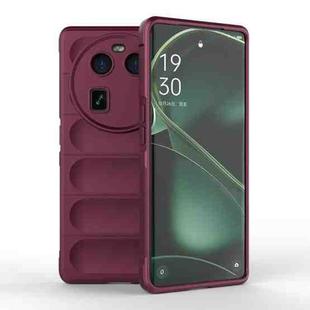 For OPPO Find X6 5G Magic Shield TPU + Flannel Phone Case(Wine Red)