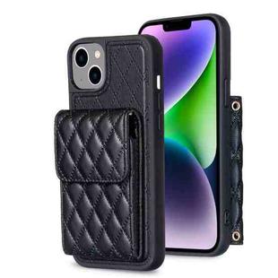 For iPhone 14 Vertical Wallet Rhombic Leather Phone Case(Black)