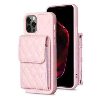 For iPhone 13 Pro Vertical Wallet Rhombic Leather Phone Case(Pink)
