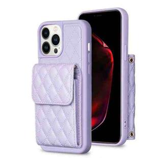 For iPhone 13 Pro Max Vertical Wallet Rhombic Leather Phone Case(Purple)