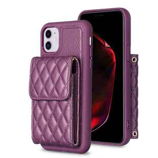 For iPhone 11 Vertical Wallet Rhombic Leather Phone Case(Dark Purple)