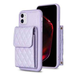 For iPhone 11 Vertical Wallet Rhombic Leather Phone Case(Purple)