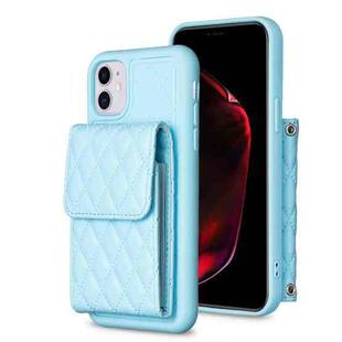 For iPhone 11 Vertical Wallet Rhombic Leather Phone Case(Blue)