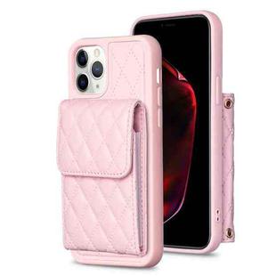 For iPhone 11 Pro Vertical Wallet Rhombic Leather Phone Case(Pink)