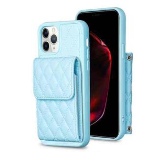 For iPhone 11 Pro Max Vertical Wallet Rhombic Leather Phone Case(Blue)