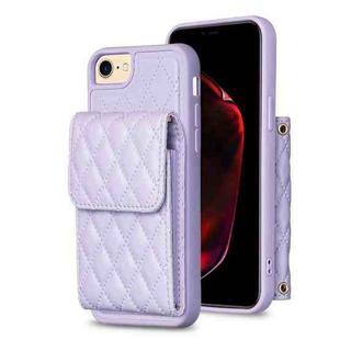 For iPhone SE 2022 / SE 2020 / 7 / 8 Vertical Wallet Rhombic Leather Phone Case(Purple)