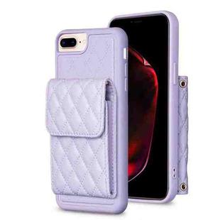 For iPhone 7 Plus / 8 Plus Vertical Wallet Rhombic Leather Phone Case(Purple)