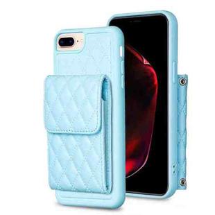 For iPhone 7 Plus / 8 Plus Vertical Wallet Rhombic Leather Phone Case(Blue)