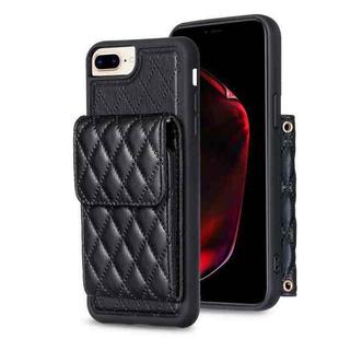 For iPhone 7 Plus / 8 Plus Vertical Wallet Rhombic Leather Phone Case(Black)