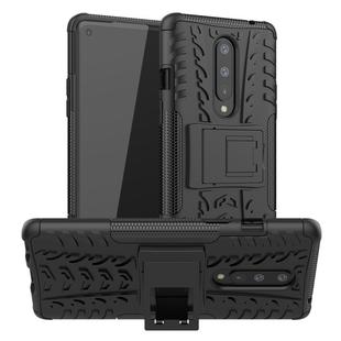 For OnePlus 8 Tire Texture Shockproof TPU + PC Protective Case with Holder(Black)