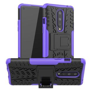For OnePlus 8 Tire Texture Shockproof TPU + PC Protective Case with Holder(Purple)