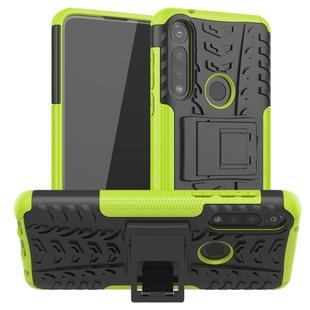 For Motorola Moto G Power Tire Texture Shockproof TPU + PC Protective Case with Holder(Green)