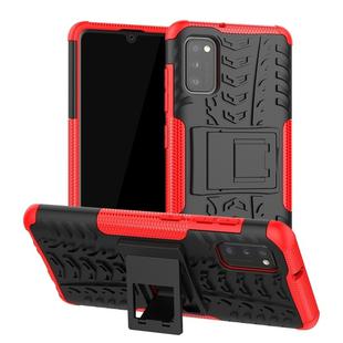 For Samsung Galaxy A41 EU Version Tire Texture Shockproof TPU + PC Protective Case with Holder(Red)