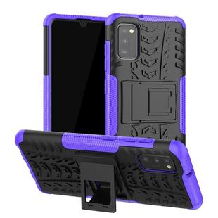 For Samsung Galaxy A41 EU Version Tire Texture Shockproof TPU + PC Protective Case with Holder(Purple)