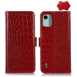 For Nokia C12 4G Crocodile Top Layer Cowhide Leather Phone Case(Red)