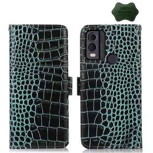For Nokia C22 4G Crocodile Top Layer Cowhide Leather Phone Case(Green)