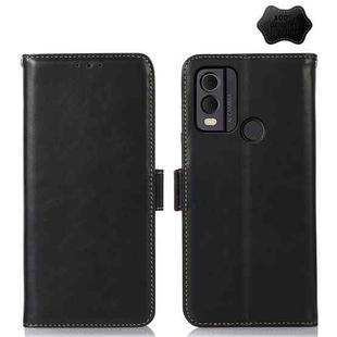 For Nokia C22 4G Crazy Horse Top Layer Cowhide Leather Phone Case(Black)