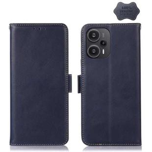 For Xiaomi Redmi Note 12 Turbo 5G Crazy Horse Top Layer Cowhide Leather Phone Case(Blue)