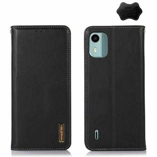 For Nokia C12 4G KHAZNEH Nappa Top Layer Cowhide Leather Phone Case(Black)