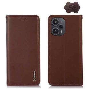For Xiaomi Redmi Note 12 Turbo 5G KHAZNEH Nappa Top Layer Cowhide Leather Phone Case(Brown)