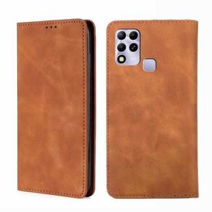 For Infinix Hot 11 RU Version Skin Feel Magnetic Horizontal Flip Leather Phone Case(Light Brown)