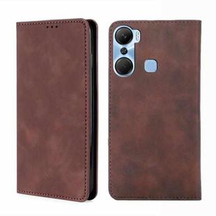 For Infinix Hot 12 Pro Skin Feel Magnetic Horizontal Flip Leather Phone Case(Dark Brown)